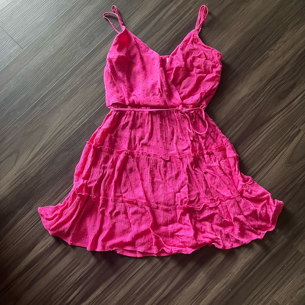 Pink Tie Waist Mini Dress